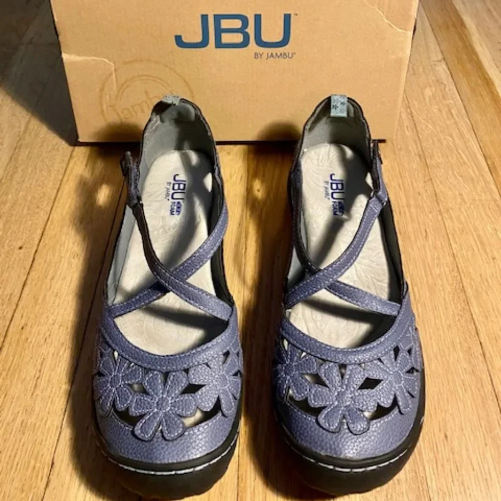 JBU By Jambu Blue Denim Wildflower Mary Jane Shoes - Size 9.5 - Picture 1 of 12
